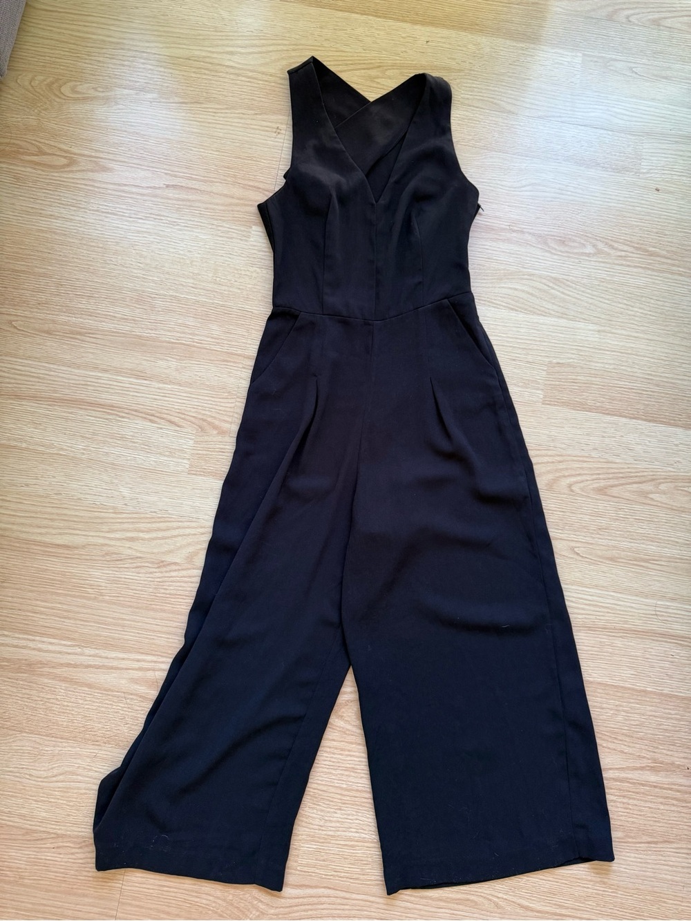 Black Sleeveless V-Neck Wide Leg Jumpsuit
